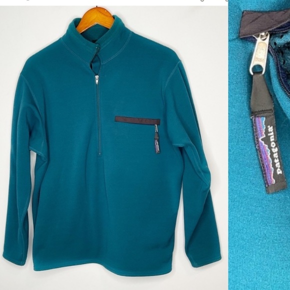 Patagonia Other - Patagonia Vintage 90s Mens Pullover Half Zip Fleece Sweat Shirt Teal L